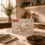 Batterie de Cuisine Céramique Antiadhésive Vivaldi Diamond Series – 7 Pièces - Crème – Image 3