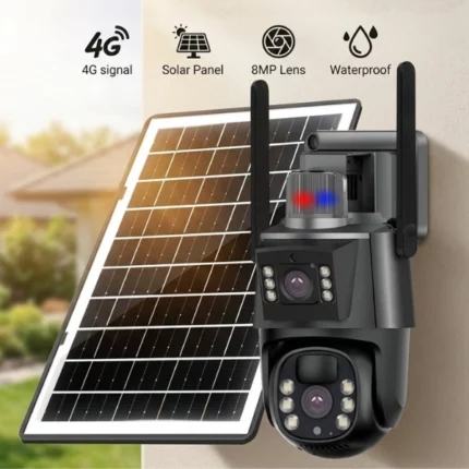 caméra de surveillance solaire 4g double objectif ptz 8mp 4k ultra hd ubox
