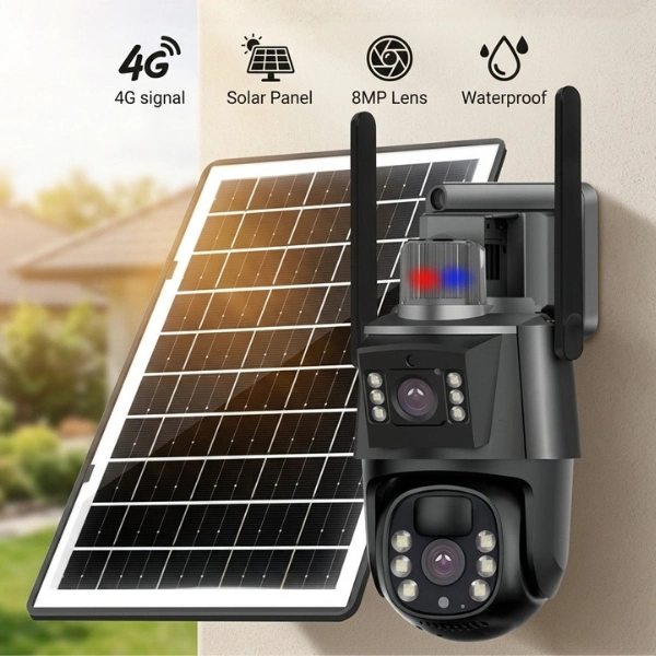 caméra de surveillance solaire 4g double objectif ptz 8mp 4k ultra hd ubox