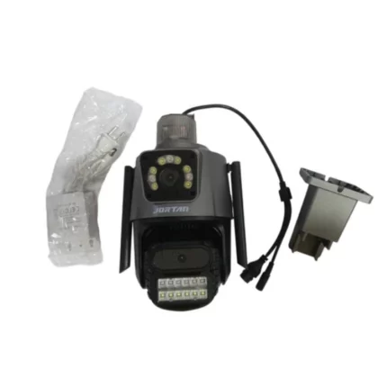 caméra de surveillance wifi extérieure double objectif full hd 6mp jortan jt-9687 gris