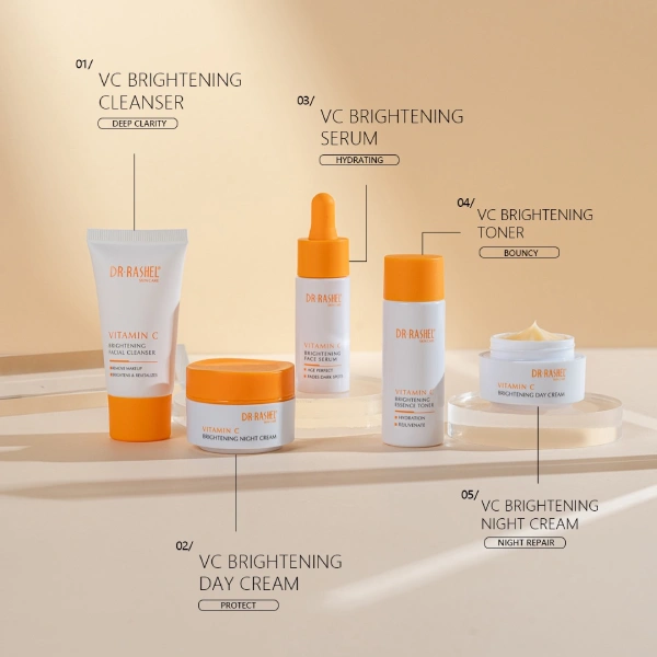 coffret de soins éclaircissant anti-âge vitamine c dr rashel vitamin c brightening skin care set 5 pièces