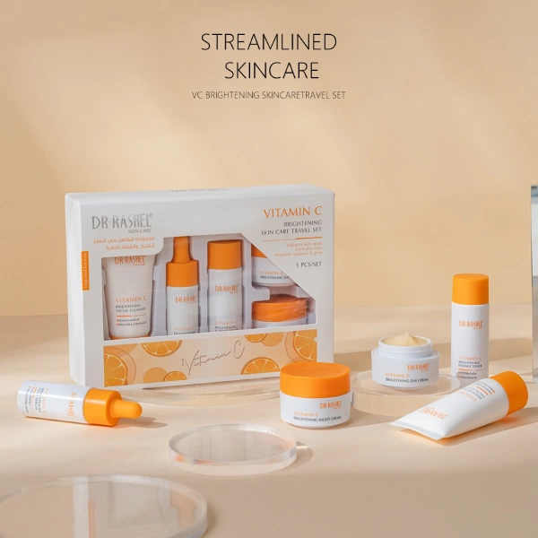 coffret de soins éclaircissant anti-âge vitamine c dr rashel vitamin c brightening skin care set 5 pièces