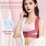 correcteur de posture respirant réglable pour dos et épaules rose