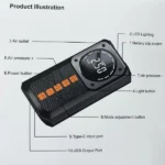 jump starter démarreur de voiture compresseur d'air 4en1 150psi batterie lithium 8000mah 12v 90w