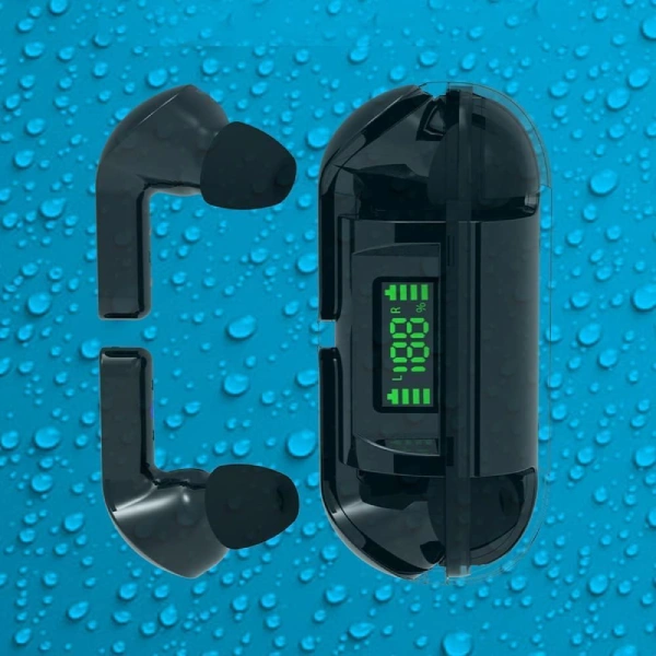 écouteurs sans fil bluetooth sport tactiles air 33 ep10034 écran led noir