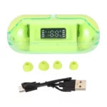 écouteurs sans fil bluetooth sport tactiles air 33 ep10034 écran led vert fluo