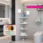 étagère d'angle télescopique de salle de bain 4 niveaux