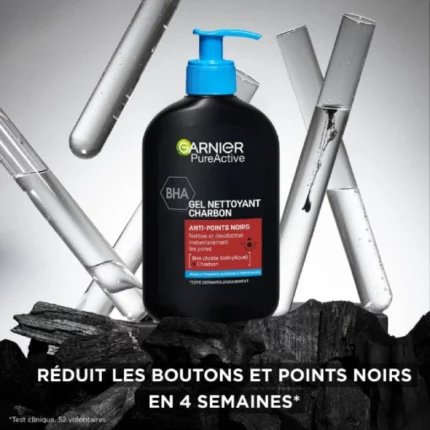 garnier pure active gel nettoyant charbon anti points noirs sébum 200ml