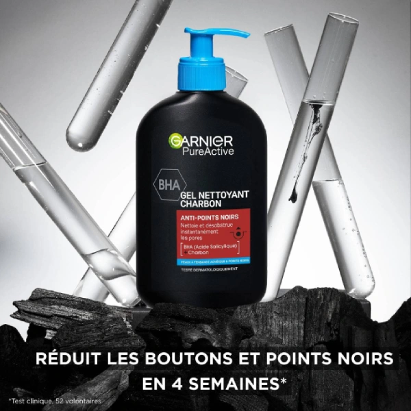 garnier pure active gel nettoyant charbon anti points noirs sébum 200ml