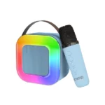 haut-parleur mini enceinte karaoké bluetooth portable okop k07 avec micro sans fil bleu