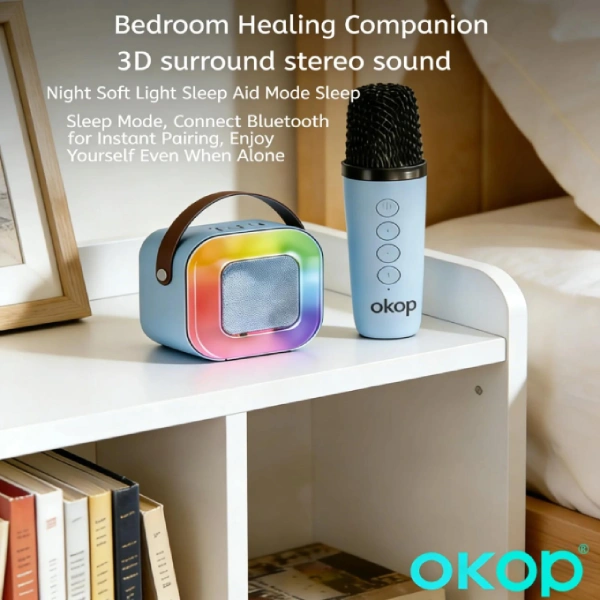 haut-parleur mini enceinte karaoké bluetooth portable okop k07 avec micro sans fil