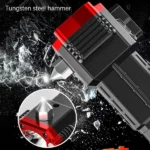 lampe torche tactique d'urgence led rechargeable multifonction 6en1 avec marteau de sécurité, coupe-ceinture, powerbank