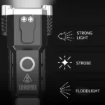lampe torche tactique d'urgence led rechargeable multifonction 6en1 avec marteau de sécurité, coupe-ceinture, powerbank