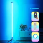 lampadaire lampe d'angle sur pied led rvb 1.2m, synchronisation musicale bluetooth avec télécommande