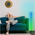 lampadaire lampe d'angle sur pied led rvb 1.2m, synchronisation musicale bluetooth avec télécommande
