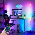 lampadaire lampe d'angle sur pied led rvb 1.2m, synchronisation musicale bluetooth avec télécommande