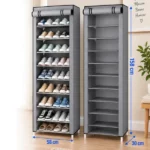 porte-chaussures pliable 9 niveaux étagères avec housse poches gris