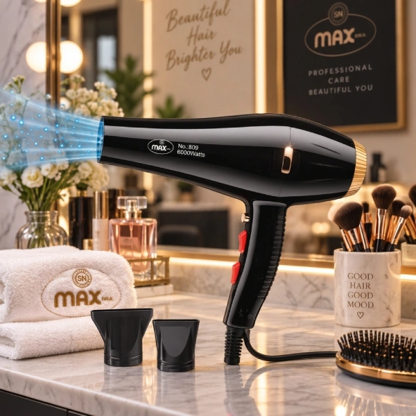 sèche-cheveux professionnel turbo 6000w noir max bra n°809
