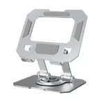 support métallique aluminium pliable rotatif 360° gris pour tablette et pc portable
