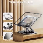 support métallique aluminium pliable rotatif 360° pour tablette et pc portable
