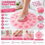 tapis de douche antidérapant rond massage pieds rose
